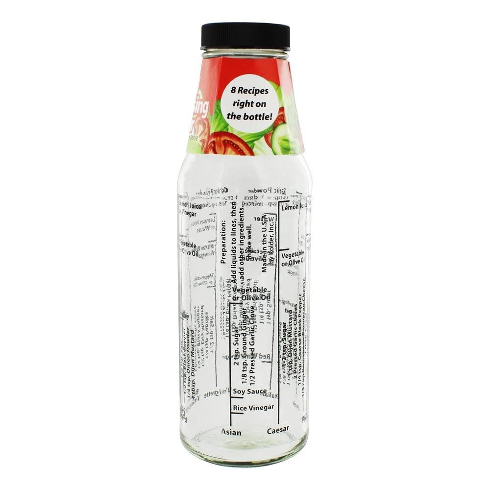 Kolder Salad Dressing Mixer Bottle with 8 Classic Recipes, Glass, 13-Ounce Capacity