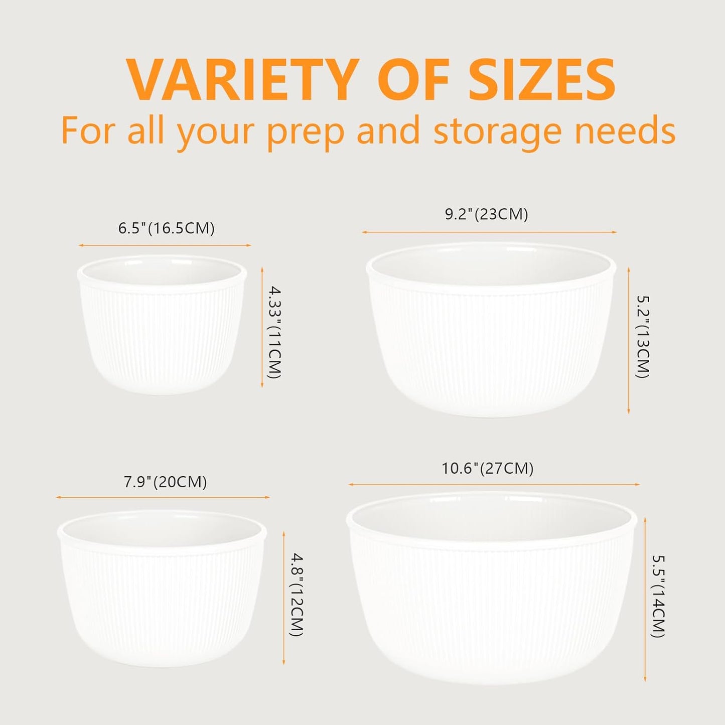 BoxedHome Mixing Bowls with Lids - 8 Piece Plastic Nesting Bowls Set includes 4 Prep Bowls and 4 Lids, Microwave and Dishwasher Safe, Green