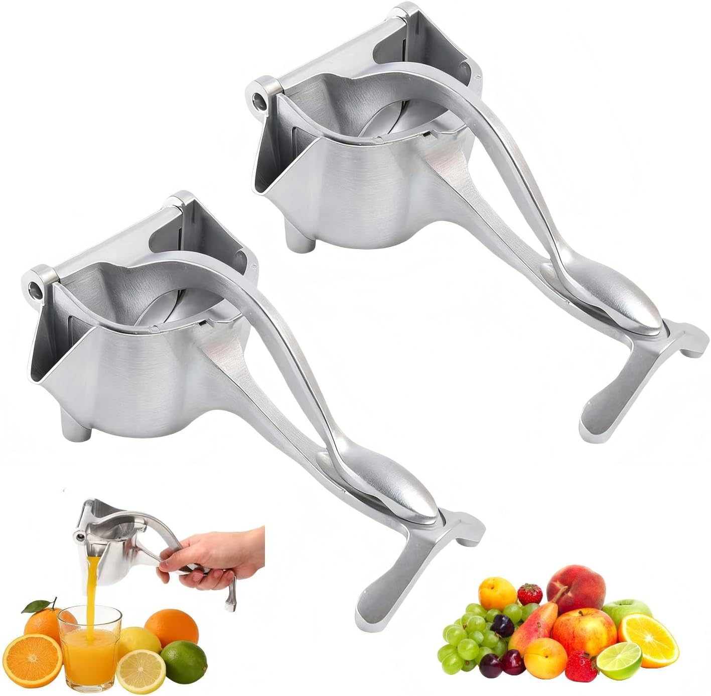 Hand Juicer Squeezer, Heavy Duty Fruit Juice Squeezer Handheld, Manual Juicer Hand Press with Ergonomic Grip, Cast Iron Juice Extractor for Lemon, Citrus, Orange, Lime, Grapefruit, Pomegranate (2PCS)