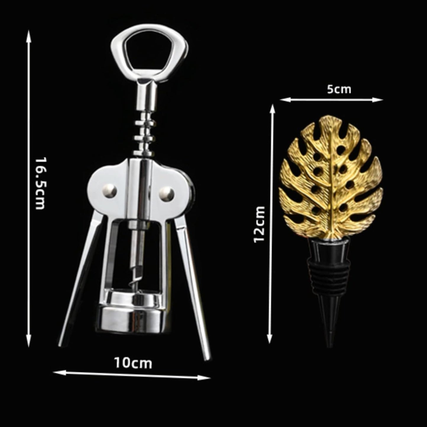 Premium Zinc Alloy Wing Corkscrew Wine Opener Set - Upgraded Cork Screw for Effortless Opening, Ergonomic Non-Slip Handle & Multifunctional Bottle Opener with Stopper