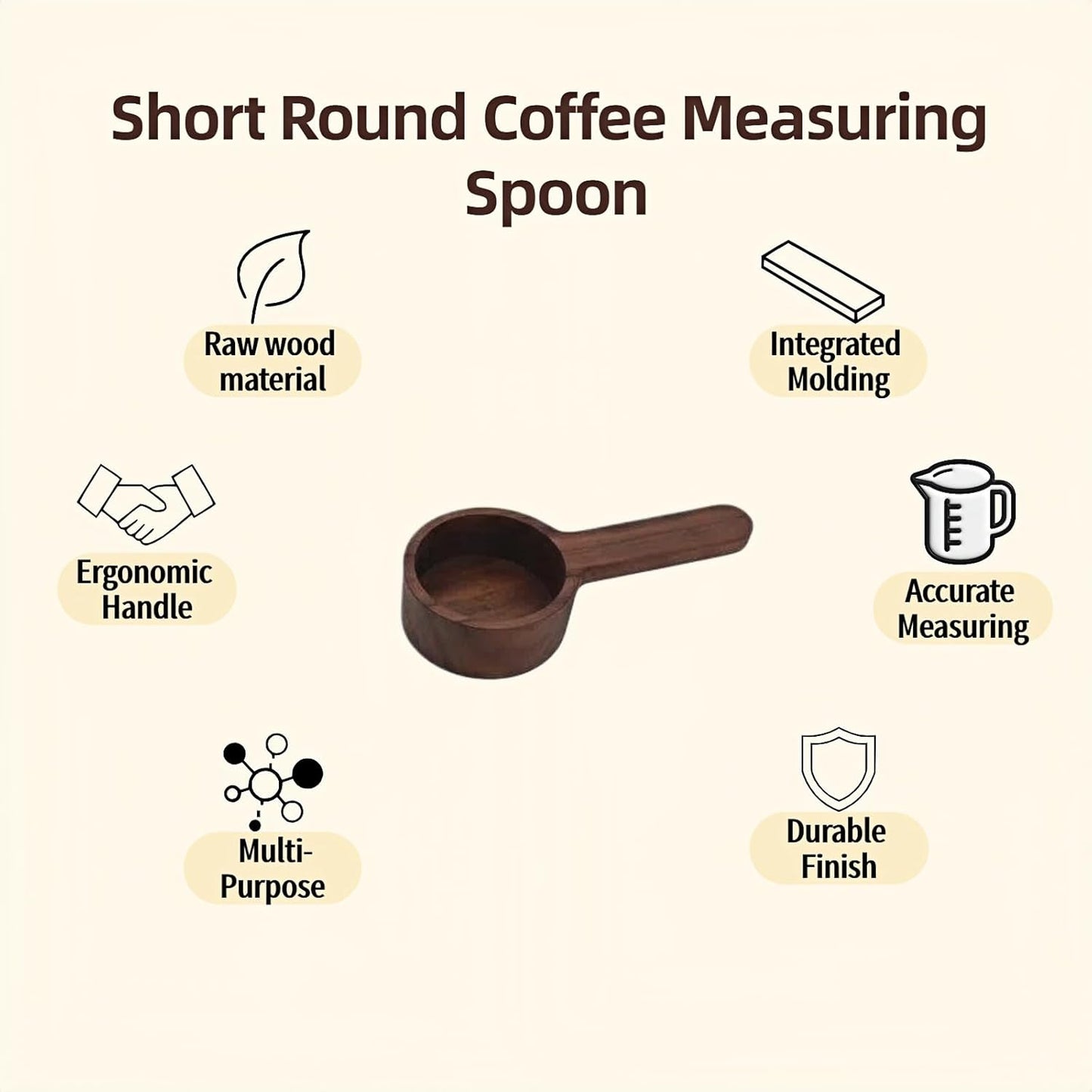 Black Walnut Wood Coffee Scoop, Measuring Spoon for Coffee Beans, Tea, Flour and Oats, Natural Texture, 3.86 Inch