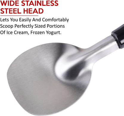 Heavy Duty Ice Cream Spade Scoop - with Non-Slip Comfortable Plastic Handle - Stainless Steel Ice Cream Paddle for Hard or Creamy Ice Cream - Ice Cream Scooper Durable Bend Proof