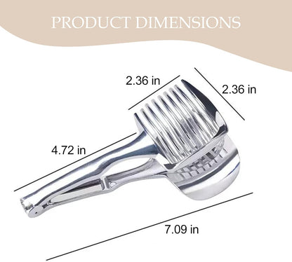 Stainless Steel Vegetable Slicing Tool with Secure Grip, Multi-Purpose Cutter for Onions Tomatoes Potatoes (1)