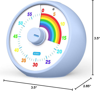 Visual Timer for Kids, 60-Minute Countdown for Classroom Office Kitchen, Desk Timer Kids Time Management Tools with Silent Operation, Pomodoro Timer Rainbow Pattern Purple