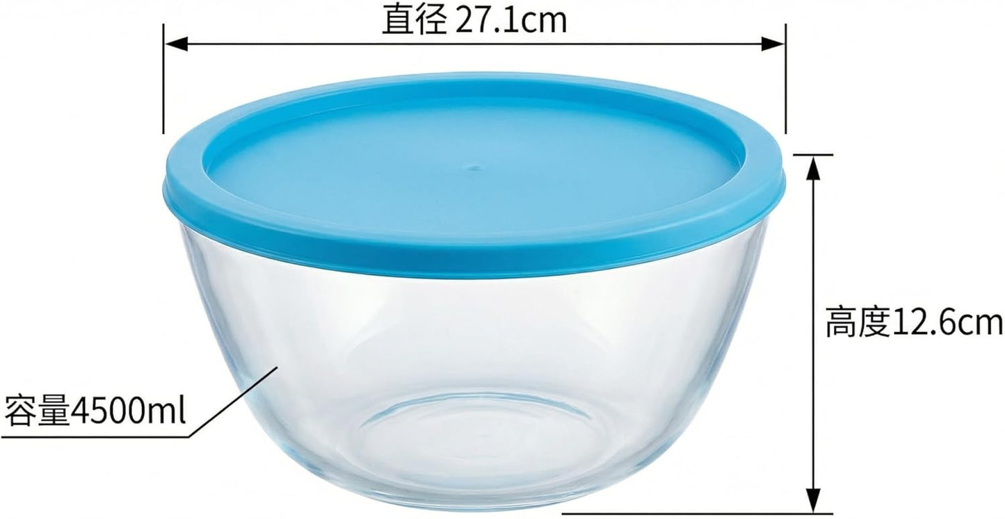 Glass Sourdough Mixing Bowls with Lids, 2-Pack Large Capacity Clear Bowls, 4.76 Quart for Bread Making, Perfect for Mixing, Proofing, Storing Dough