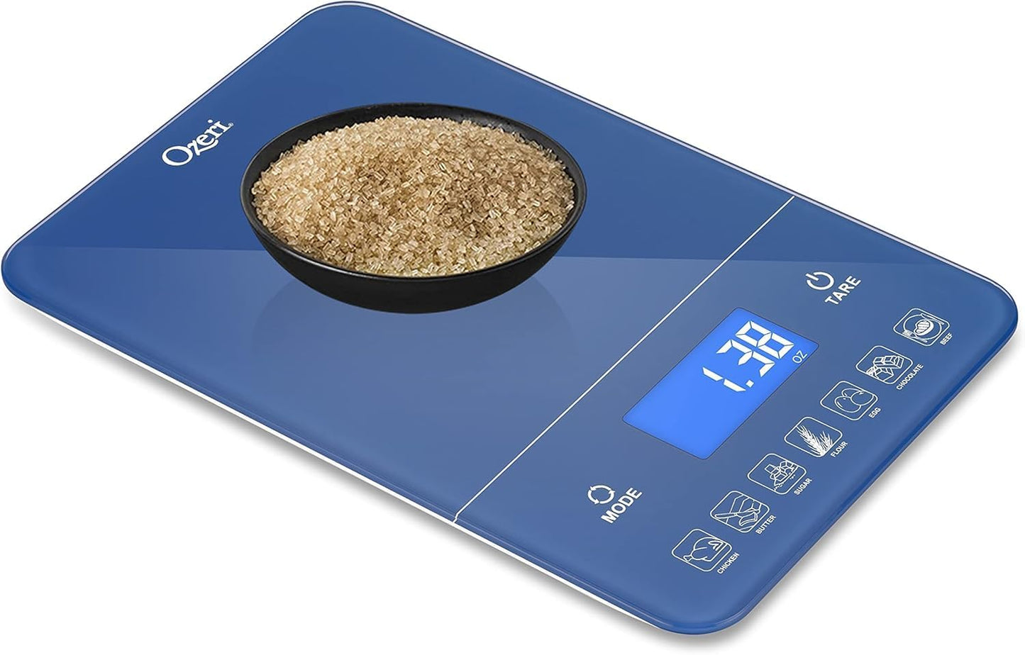 Ozeri Touch III Digital Kitchen Scale with Calorie Counter, 22 lbs (10 kg), Calla Green