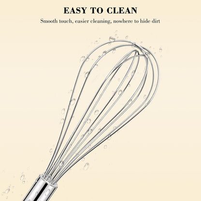 NileHome Stainless Steel Whisk 8" Hand Blender + 10" Semi-Automatic Rotary Kitchen Whisk Kitchen Wisk Wire Whisks for Cooking, Whisking, Blending, Beating, Stirring- 2 Pack...