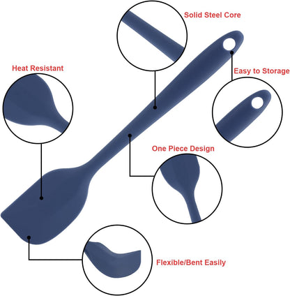 Silicone Spatulas Set of 6, Rubber Spoon Spatula Heat Resistant Spoonula One Piece Design Seamless Spatula Non-Stick Scrapers Baking Mixing Tool (Black)