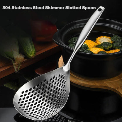 Extra Large Skimmer Slotted Spoon, 304 Stainless Steel Spider Strainer Spoon for Cooking and Frying, Pasta Strainer, Restaurant or Kitchen Tools
