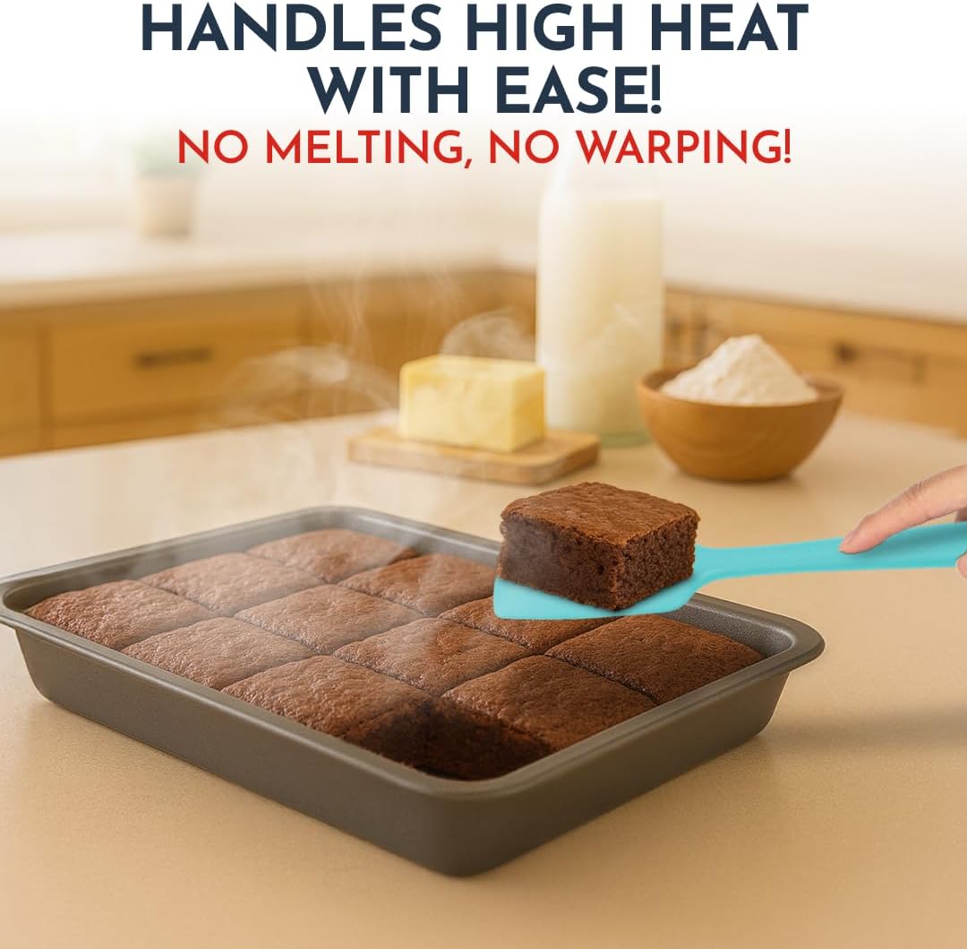 4-Piece Silicone Baking Spatula Set - Rubber Spatulas Silicone Heat Resistant, BPA-Free - Spatula Set for Nonstick Cookware - Baking Essentials