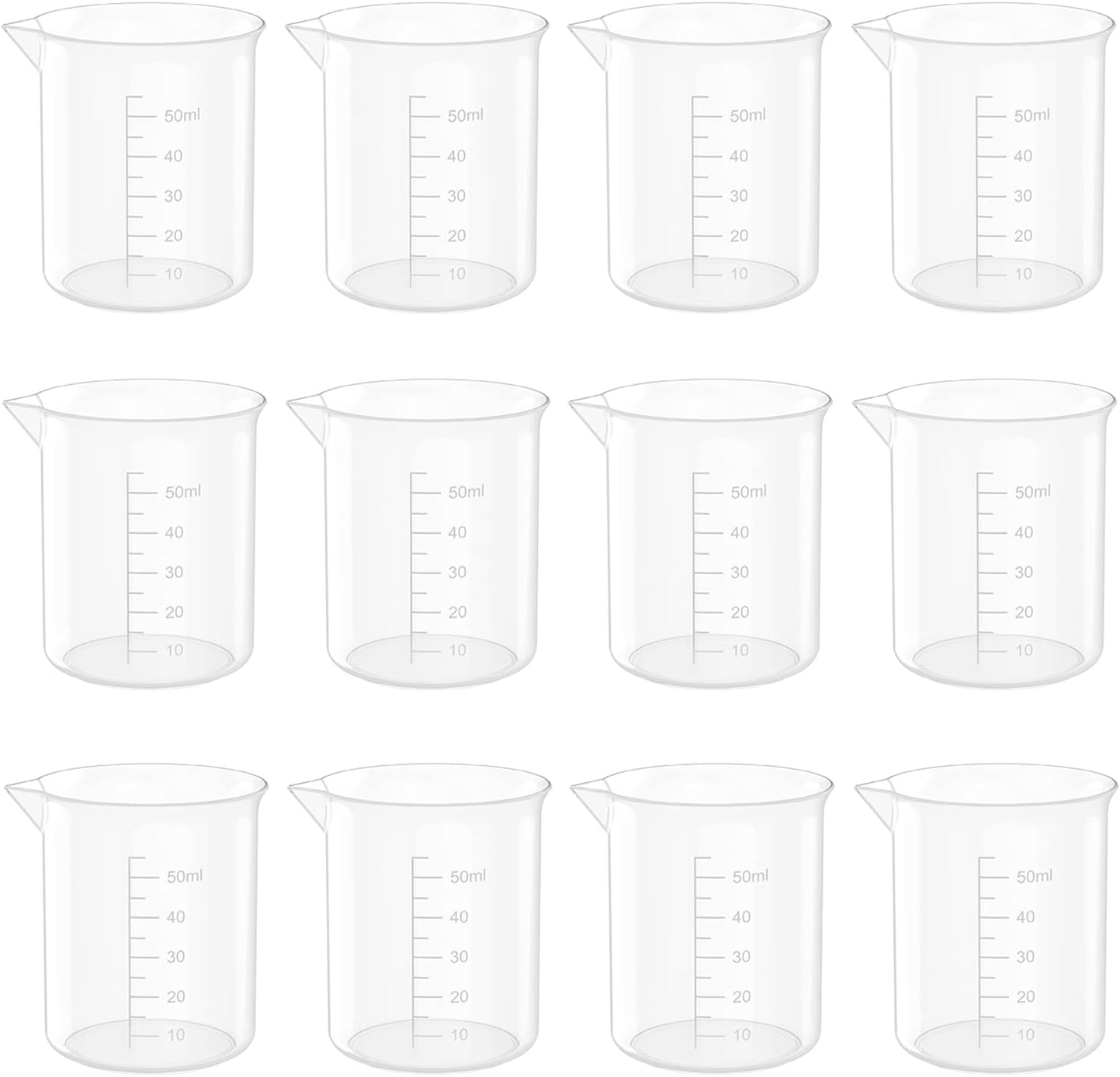 12 Pcs 3.4 Oz Transparent Lab Measuring Cup, 100ml Plastic Beaker Cups, for Science Experiment, Liquid Measuring