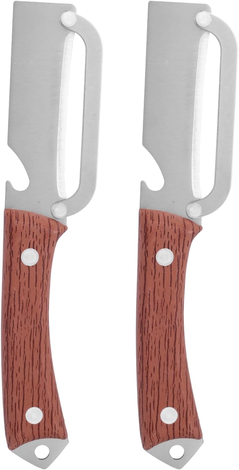 Multi-Functional Vegetable Peeler with Wooden Handle, Stainless Steel Thick & Thin Skin Fruit Peeler with Bottle Opener, Not for Left-Handed Users, Practical Kitchen Tool for Apple Potato