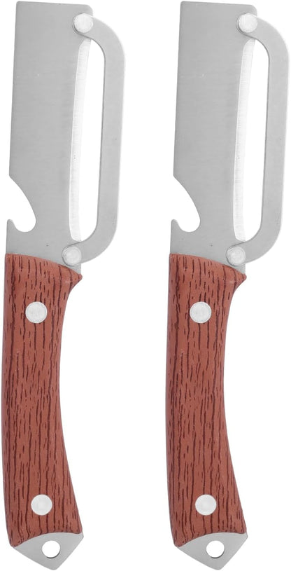 Multi-Functional Vegetable Peeler with Wooden Handle, Stainless Steel Thick & Thin Skin Fruit Peeler with Bottle Opener, Not for Left-Handed Users, Practical Kitchen Tool for Apple Potato