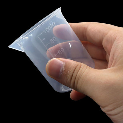 4 Pcs 50ml / 100ml /150ml /300ml Capacity Clear Measuring Cup, Transparent Lab Liquid Mixing Cups, Plastic Graduated Beakers for Kitchen Cooking Medicine Measure Tool