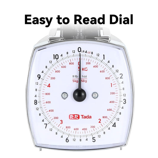 Tada 11lb Analog Food Scale Mechanical Dial Kitchen Scale, Removable Measuring Cup, Tare Function, Kitchen Friendly