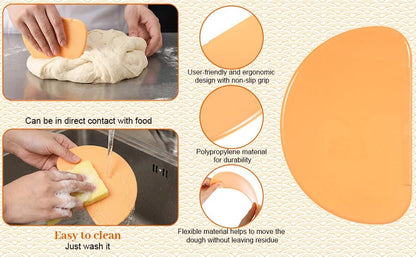 2PCS Silicone Bowl Scrapers for Bread Dough, Sourdough Spatula Scraper Bread Dough Scrapers Curved Edge Flexible Bowl Scraper for Baking Food Sourdough Proofing Basket Pastry Cutter Tool, Orange