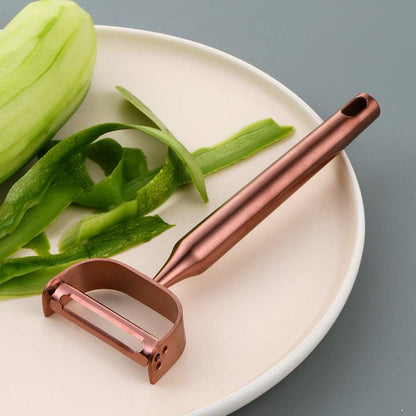 Stainless Steel Vegetable Peeler Gold 2 Pieces, with Potato Eye Remover & Swiveling Twin Blades, Y Shaped Titan Potato Peeler for Fruit & Veggie, Dishwasher Safe