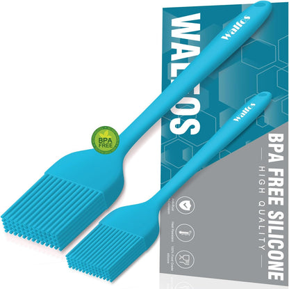 Walfos 600°F Heat Resistant Silicone Basting Brushes BPA Free Pastry Brush, Spread Oil Butter Sauce for BBQ Grill Baking Kitchen Cooking, Dishwasher Safe (2 SIZE)