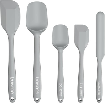 5-Piece Silicone Spatula Set - Heat Resistant 446°F Food Grade BPA Free, Nonstick Cookware Safe Dishwasher Safe Kitchen Tools for Baking, Cooking, Stirring, Multicolor.