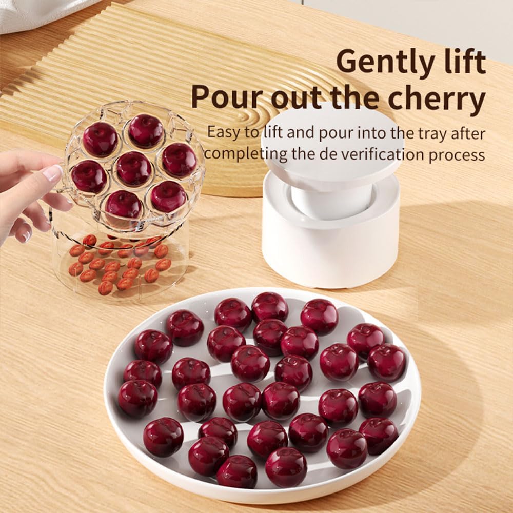 7-Hole Cherry Pitter, 2025 New Quick Push Pull Multiple Cherries Seed Remover Cherry Pitter Tool, Multi-Function Cherry Pitters Core Remover (Black)