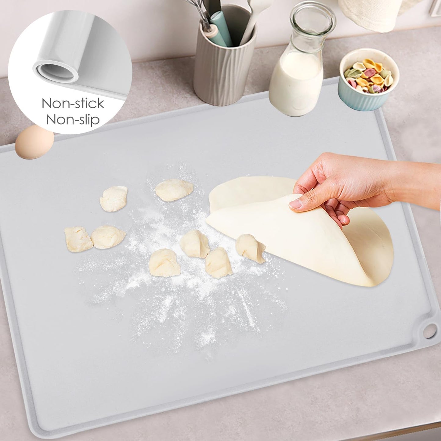 Standard Silicone Mat,Black Baking Mat-Food Grade Kids Dinner Table Placemat Non Slip Counter Mat with Raised Edges Heat Resistant Mat for Air Fryer Nonstick Pastry Dough Mat(1 Pack 23.6'' x 15.7'')