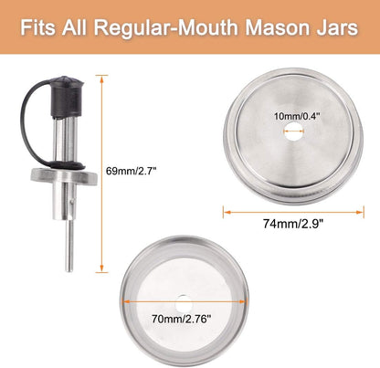 uxcell 2pcs Stainless Steel Regular Mouth Mason Jar Pour Spout Lids with Plastic Caps for Olive Oil Cocktail Dispenser and Salad Dressing Shaker