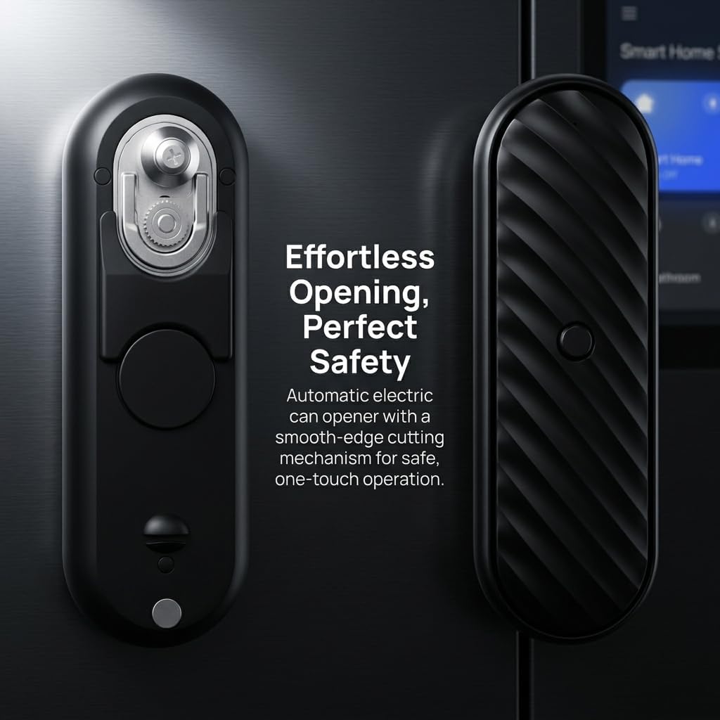 Electric Can Opener-Hands-Free Automatic,USB-C Rechargeable,Smooth Edge Opener for Seniors & Arthritis,120Min Runtime,Wall Mountable (Black)