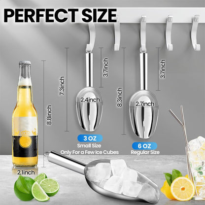 OLESBUR Premium 6oz Ice Scoop for Freezer - Multipurpose Metal Ice Scoop for Ice Machine - Stainless Steel Small Ice Scooper for Ice Bucket - Kitchen Gadgets Cookie Flour Pet Dog Food Scoop