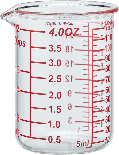 High Borosilicate Glass Measuring Cup-V-Shaped Spout，Glass Measuring Beaker for Kitchen or Restaurant, Easy to Read, 60 ML (2 Oz)-Pack of 2