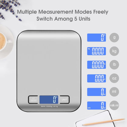 Kitchen Food Digital Scale Portable Postal Scale for Small Business Packages, Food, Handmade Goods, Liquids, with Large LCD Display High-Precision 1g Accuracy (Rose Gold Rechargeable(5kg/1g))