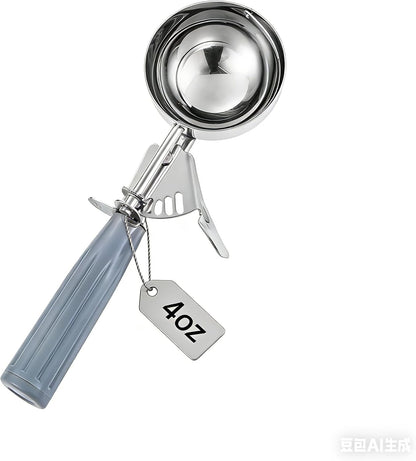 Portion Scoop - Disher, Cookie Scoop, Food Scoop - Portion Control - 18/8 Stainless Steel, Milk White Handle (#10 / 3oz)