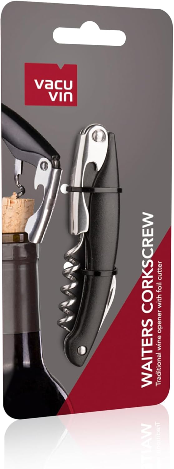 Vacu Vin Winged Corkscrew – Classic Two-Arm Wine Opener with Built-In Bottle Opener – Easy Cork Removal – Durable, Ergonomic Wine Bottle Opener – Ideal for Home, Kitchen & Bar Use