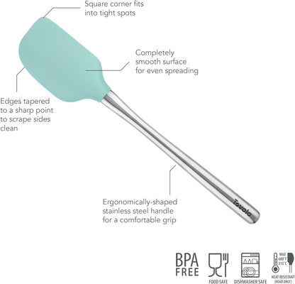 Tovolo Flex Core Silicone Spatula Spoonula Set of 2 for Non Stick Cast Iron Cooking & Baking, Dishwasher Safe Heat Resistant BPA Free Long Stainless Steel Handle Kitchen Utensil, Charcoal Gray