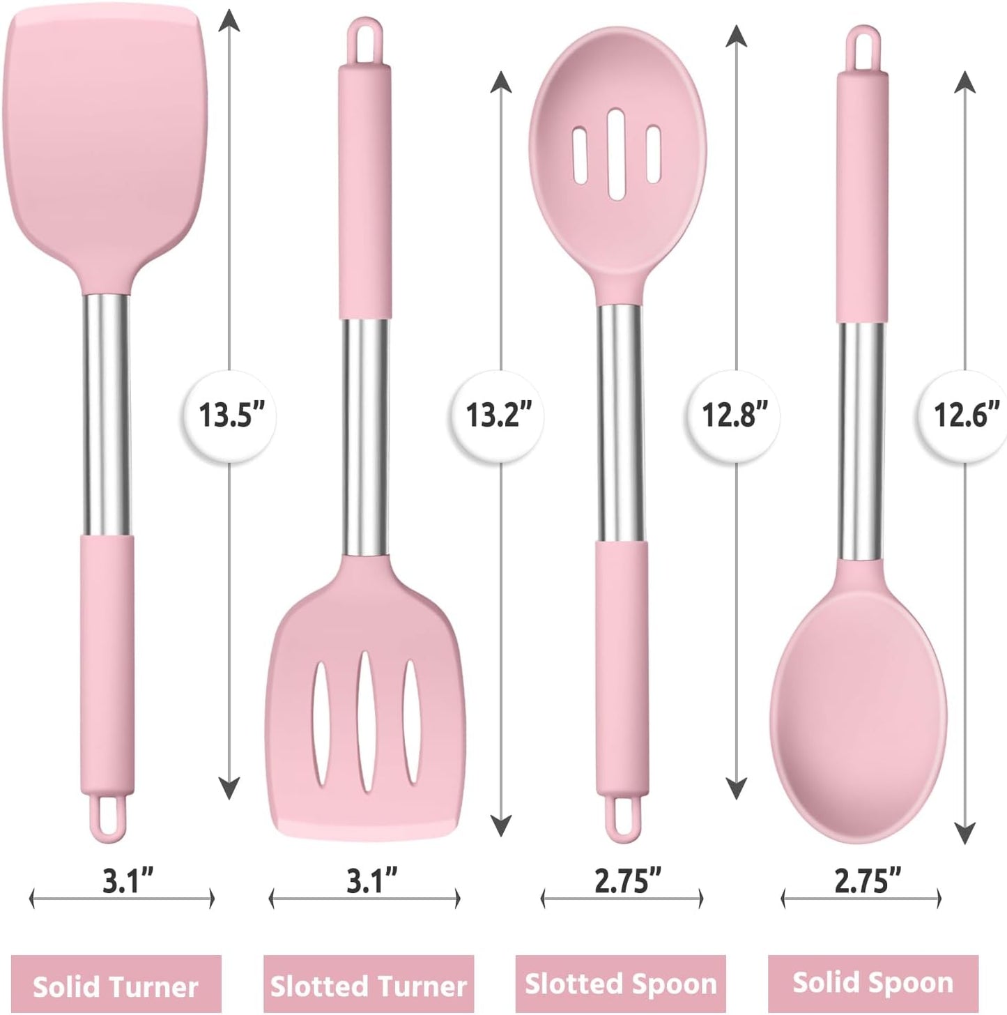 E-far Cooking Utensils Set of 4, Silicone Kitchen Utensils for Non-stick Cookware, Heat Resistant & Non-toxic Slotted Spatula Solid Spoon Turner for Flipping Mixing Serving Basting(Black)