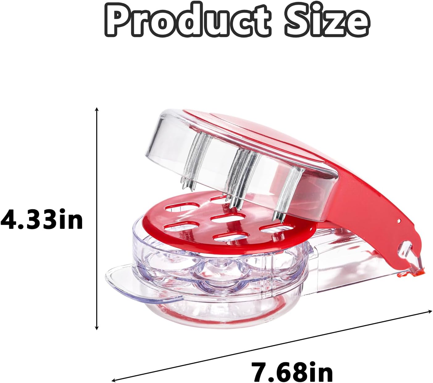 Cherry Pitter, Stainless Steel & Plastic, Red, 7.68" x 4.33" x 2.36", 6 Cherry Pit Remover, Multi-Function Fruit Pitter
