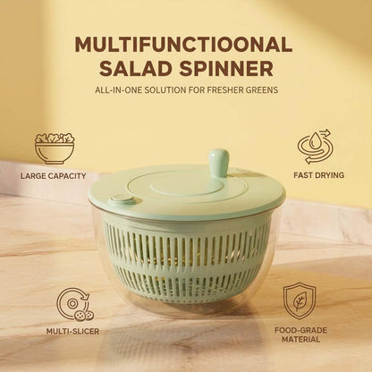 2026 Salad Spinner Vegetable Chopper, Multifunctional Vegetable Slicer & Food Shredder with 6 Blades, Manual Lettuce Dryer and Fruit Washer, Kitchen Prep Gadget for Salad, Fruits and Vegetables