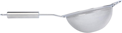 Restaurantware 11.5 in Stainless Steel Fine Mesh Strainer - German Standard Sieve Sifter with Ergonomic Handle, Dishwasher Safe - Reinforced Metal Food Strainer for Quinoa, Soup, Sauce, Baking