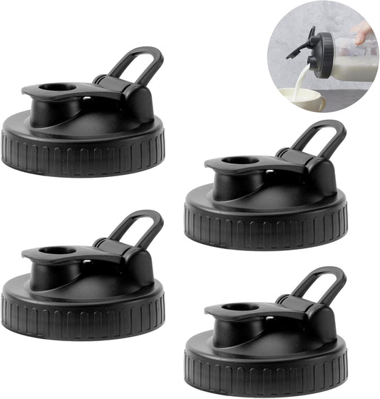 FyndraX Pour Spout Lids for Ball Wide Mouth Mason Jars, Airtight Canning Jar Flip Cap Top Lid for Drinking, Salad, Dressing Pouring, Leak-Proof, Pack of 4