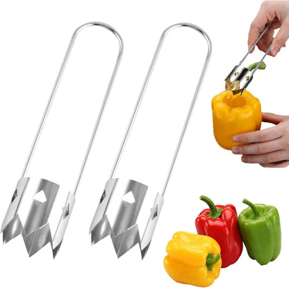 2 Pcs Pepper Corer,Multifunctional Fruit And Vegetable Core Remover,Stainless Steel Fruit And Vegetable Tool,Bell,Corer Tool Kitchen For Pepper, Pineapple, Pear, Apple Corer