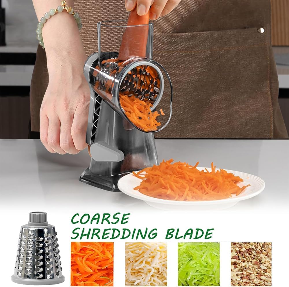 Dachenus Cheese Grater Rotary Cheese Grater,Versatile Cheese Shredder,Blades for Shredding, Grating, Slicing,Cheese Shredder with Suction Base and Cleaning Brush Kitchen Gift (green)