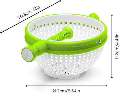 Dreamfarm Spina 2-In-1 Easy-To-Use, Collapsible Salad Spinner & Straining Colander for Salad, Fruit, Vegetable, Lettuce - White/Green
