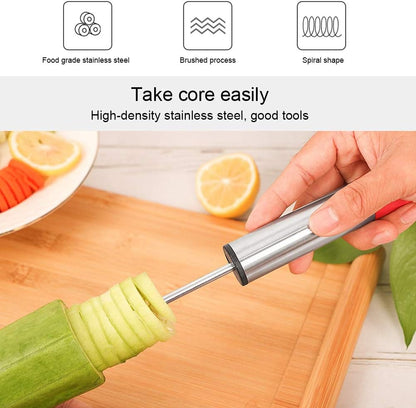 Electric Fruit and Vegetable Core Remover, Stainless Steel Squash Corer, Red, Ergonomic Grip Blade, Kitchen Tool for Salad Making