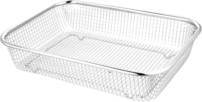 Stainless Steel Drain Basket Large Rectangular Colander 12.99X9.44X2.75In Multi-Purpose Kitchen Strainer for Fruits Vegetables Washing and Storage