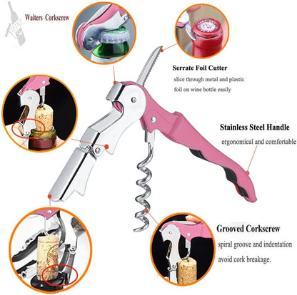 Kit-Home Professional Waiter Corkscrew Wine Openers Set (4 PCS),Upgraded with Heavy Duty Stainless Steel Hinges Wine Key for Restaurant Waiters, Sommelier, Bartenders