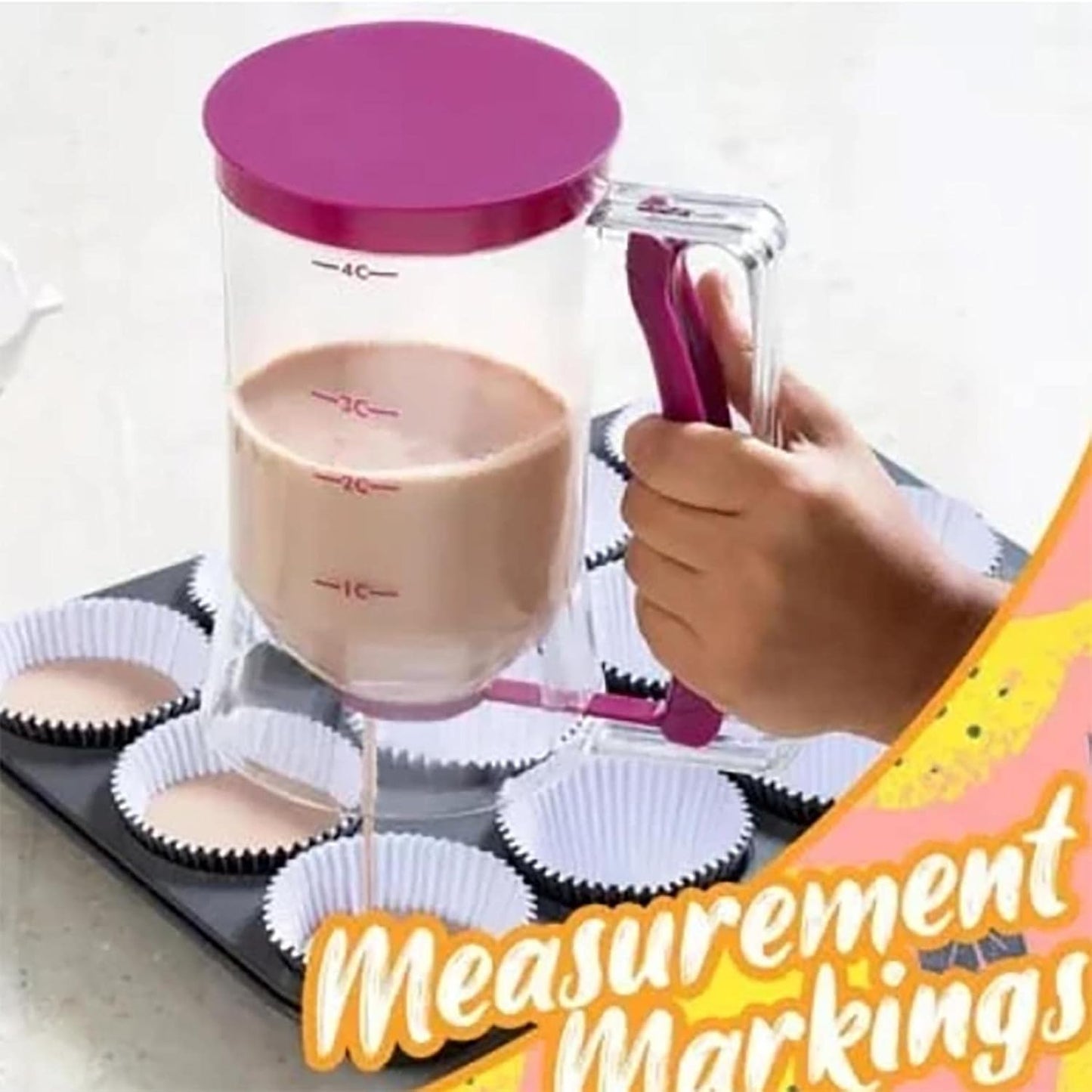 Pancake Batter Dispenser - Batter Separator Dispenser, Cupcake Handheld Dispenser Batter Funnel Measuring Cup Kitchen Baking Necessities Tools