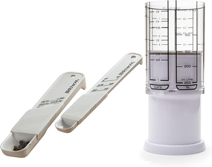Kitchenart 1 Cup Adjust-A-Cup and White Adjust-A-Teaspoon and Adjust-A-Tablespoon Set