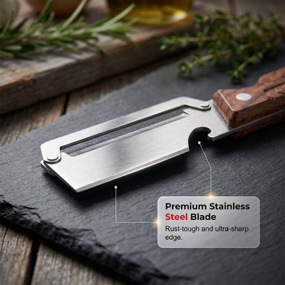Premium Multi-Functional Vegetable Peeler for Kitchen, 2026 New Heavy Duty Stainless Steel Potato Peeler with Ergonomic Wooden Handle & Bottle Opener for Fruit and Vegetables (C-2Pcs)