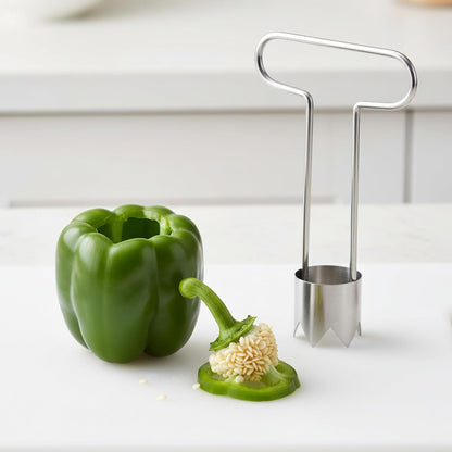 JJUNW Stainless Steel Corer Tool, Pepper Seed Corer Remover Multifunctional Fruit And Vegetable Core Remover Kitchen Gadget for Pepper Pineapple Pear Vegetable Cores
