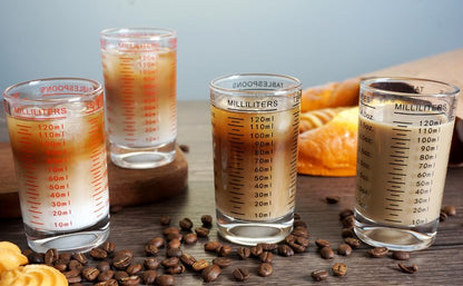 Measuring Cup 4 Ounce/120ML Shot Glass Liquid Heavy High Espresso Glass Cup (Red)