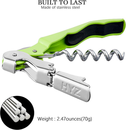 HYZ 2-Pack Wine Opener Waiter Corkscrew, Professional Wine Key for Servers, Bartender, with Foil Cutter, Manual Wine Bottle Opener Double Hinged (Black)